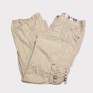 Esprit Beige Tan Wide Leg Cargo Flap Pocket Y2K Pants
